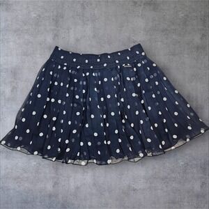 Abercrombie & Fitch Navy & White Polka Dot Pleated Chiffon Skirt Size Medium O76